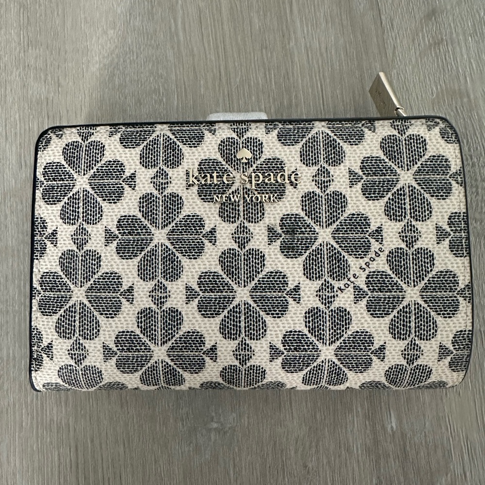 Kate Spade Black and Cream Floral Wallet